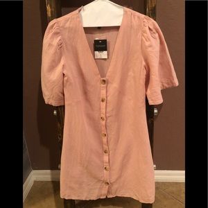 TOPSHOP Pink Linen Dress- New